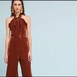 Anthropologie Kristinit Velvet Jumpsuit